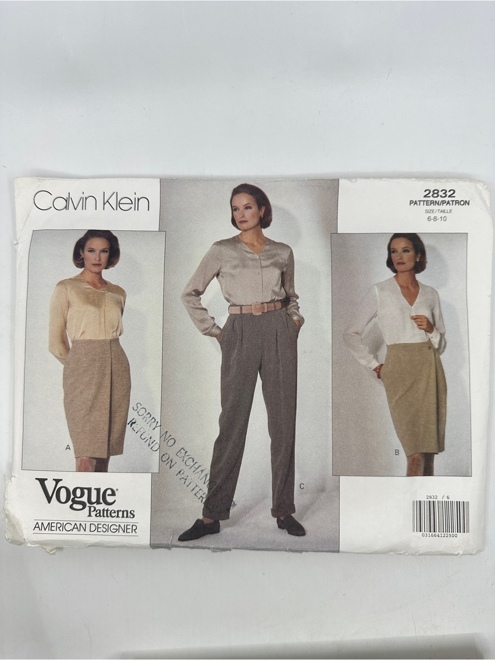 Calvin Klein Lined Skirt & Pants Professional Style Vogue Sewing Pattern 2832